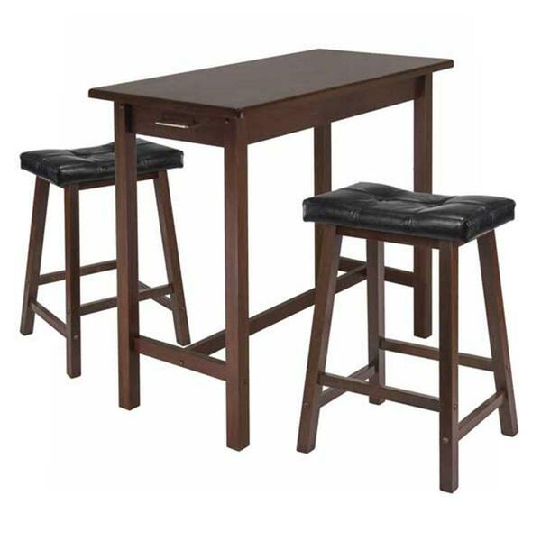 Winsome Trading 3Pc Kitchen Island Table With 2 Cushion Saddle Seat Stools 94304